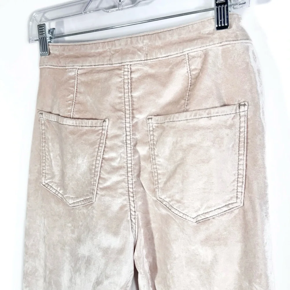 Free People Velvet Champagne Cream High Waist Cropped Skinny Pants Size 26, 2 - Picture 6 of 11